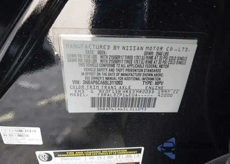 2025 Nissan Kicks Sv Fwd from USA, damaged, VIN 3N8AP6CA6SL311093